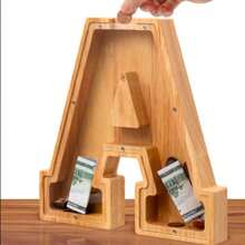1pc Wooden Alphabet Piggy Bank, Initial Letter Coin Jar, Novelty Gift For Birthday, Christmas, Holidays - Multicolor - View 4