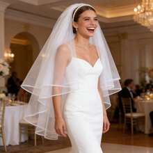 1 pièce Serre-tête avec voile de faux perles, design multicouche en maille léger et transparent, serre-tête et voile 2-en-1, style vintage à bordure multicouche, serre-tête de faux perles élégant qui met en valeur la forme du visage et reste bien en place, parfait pour les mariées, les enterrements de vie de jeune fille, les cérémonies de mariage et les séances photo, les festivals, les anniversaires - Multicolore - Voir 3
