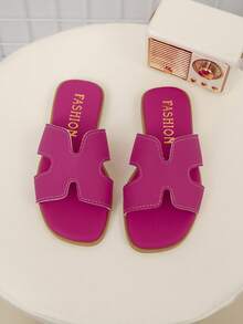 Dép đi ngoài trời thời trang cho trẻ em, dép xăng đan đế bằng mũi vuông mùa hè, giày đi biển mũi vuông mới, được các bé gái yêu thích. - Màu Hồng Tươi - Xem 2