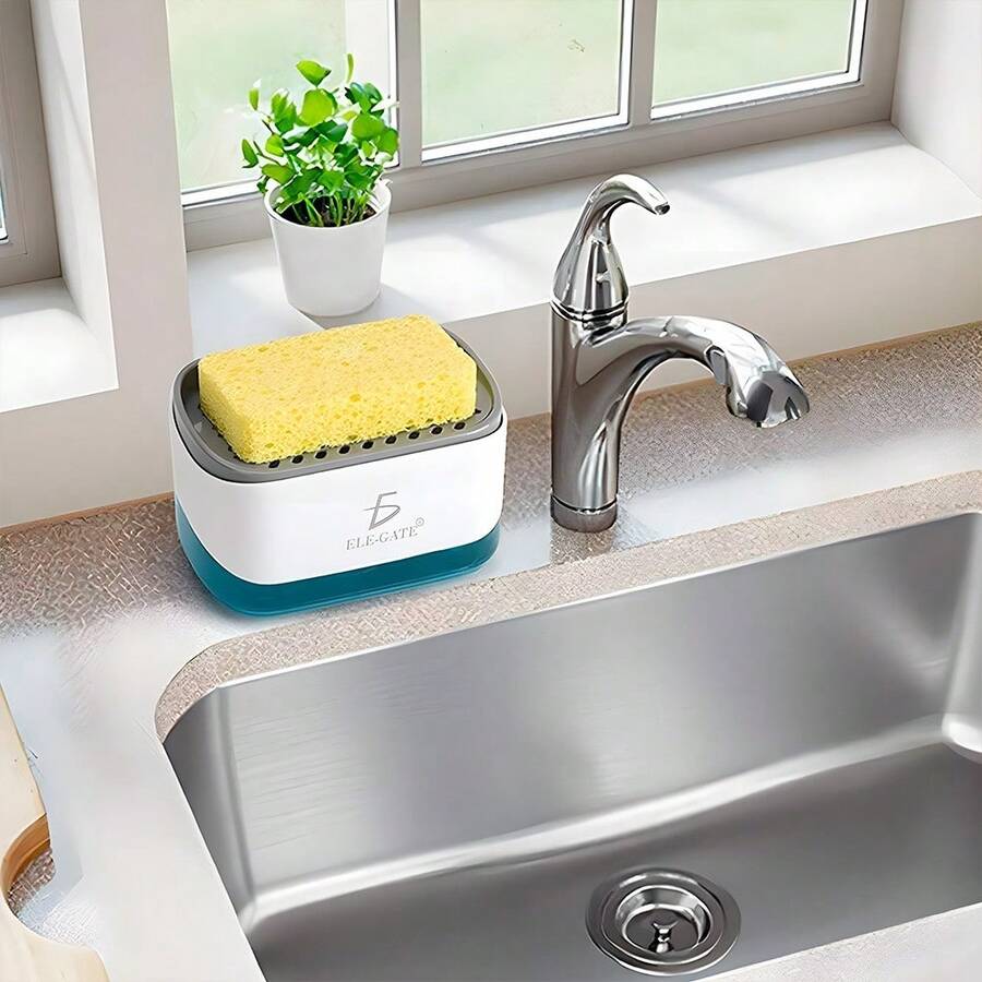 Liquid Soap Dispenser With Sponge Holder - 白色的 - 查看 1