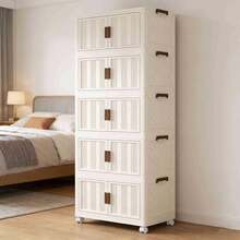 3/4/5-stöckiges Rollregal | 40 cm/15,8" breit mit 5 abnehmbaren, faltbaren Aufbewahrungskörben | Geräumige stapelbare Aufbewahrungsboxen für Kleidung und Spielzeug | Schlafzimmer-Schrank und Küchen-Speisekammer-Organizer | Valentinstag Heimdekoration - Verschiedenfarbig - Übersicht 10