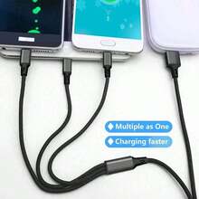 三合一编织充电线，高效数据传输和快速充电，兼容 17/16 Pro Max/16 Pro/16 Plus/16/15/14/13/12/11/XS/XR/8/7/6、S26/S25/S24/S23/S22/S21/S20 等更多设备 - 彩色 - 查看 9