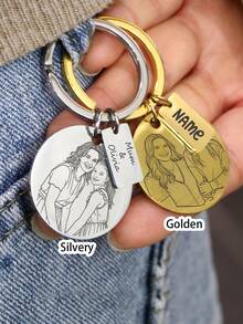 Custom Photo Keychain, Personalized Name Keychain, Customized Family Picture Keychain, Acrylic - Style B - View 4