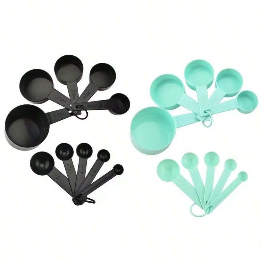5/10pcs Plastic Measuring Cups And Spoons Set, Baking Measurement Tools, Graduated Measuring Cup And Spoon Combo Set, Suitable For Dry And Liquid Ingredients - Kitchen Supplies - Baking Tools - Multicolor - View 1