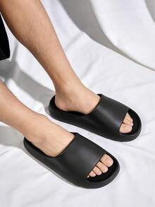 Dép đi trong nhà 4 mùa cho nam, dép sandal đế dày kẻ sọc đen, dép đi biển unisex. - màu đen - Xem 5