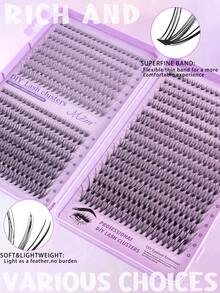 640pcs Cluster False Eyelashes, Thick Curly Eyelash Extension Kit, D-Curl 8-16mm Mixed Length, DIY Eyelash Extension Set, Fluffy Soft Individual Lashes, Create Voluminous Natural Y2K Butterfly Makeup Effect, Easy DIY At Home, Long-Lasting Eyelash Glue, DIY Remover, DIY Tweezers, Cluster Lashes (10D+20D+20D) - màu đen - Xem 5
