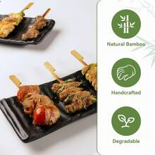 Cocktail Picks Wooden Appetizer Skewers Decorative Bamboo Toothpicks For Charcuterie Boards Party Food And Drink Garnish 3.5 Inch - 1 - View 3