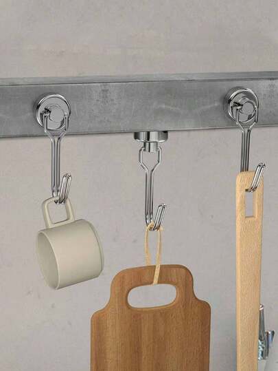 一套6个磁性挂钩——适用于室内外悬挂。非常适合用于冰箱、烧烤架、厨房、钥匙架、收纳配件和包袋、家居装饰以及卧室和厨房收纳。[款式随机]