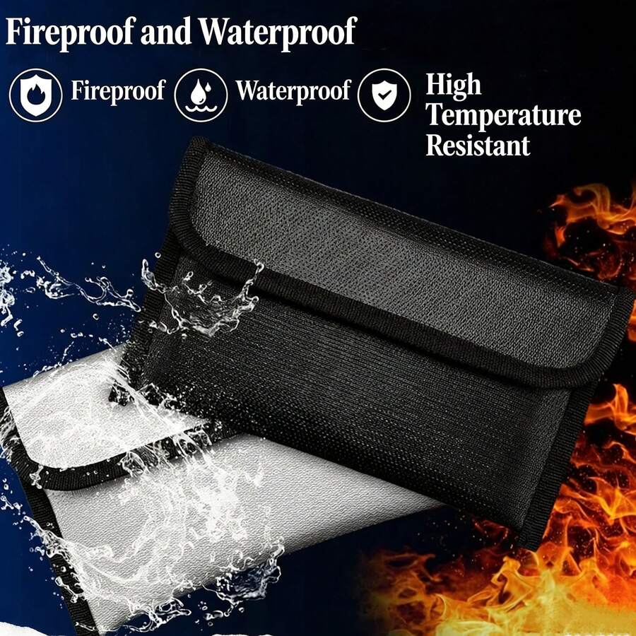 Multipurpose Fire-Resistant & Waterproof Bag - 4200°F Insulated, Cash Fire-Proof Bag With Zipper & Reflective Strips, Waterproof Document Pouch, Valuables Fire-Resistant Bag, Available In Large, Medium And Small Sizes - 8.2 Inches * 5.1 Inches - View 1