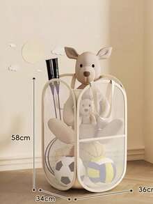 Foldable Mesh Laundry Basket, Breathable Dirty Clothes Storage Basket, Toy & Miscellaneous Items Organizer - Dusty Blue - View 4