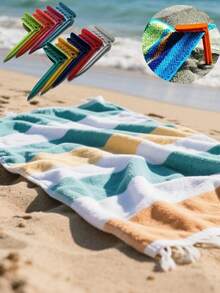 Beach Towel Clips, Plastic Clothes Clips, Windproof Beach Towel Clips, Hanger Clips, Clothes Pins, Strong Spring Clips, Beach Chair Towel Clips, Large Plastic Sock Clips Clothes Clips, Sun Lounger-Chair, Random Color, Suitable For Home And Travel - Multicolor - View 5