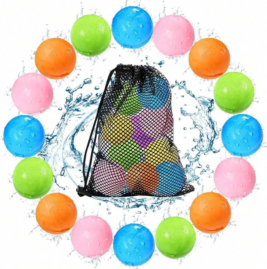 6Pcs/16Pcs Reusable Water Balloons, Wubble Bubble Ball Soft Silicone Water Splash Balls, Summer Pool Bath Beach Toys, Outdoor Water Fighting Game Toys, Reusable Water Balls For Backyard Party & Beach Activities - 彩色 - 查看 1