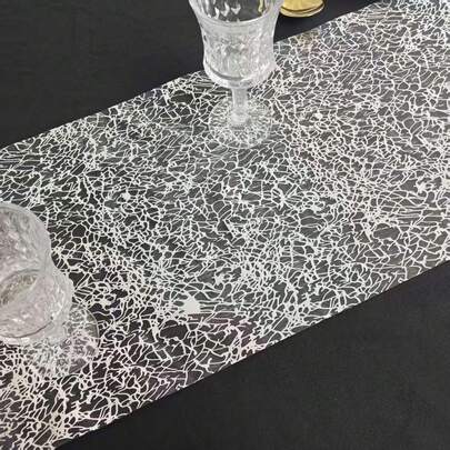 1 pieza Camino de mesa de malla plateada, elegante y de moda, minimalista y rústico, personalizado y de alta gama, decoración y protección de la vajilla, adecuado para el Día de la Madre, el Día del Padre, las celebraciones del Día de San Valentín, las fiestas de bodas, la decoración de la sala de estar, el comedor, el dormitorio, las reuniones y comidas familiares diarias