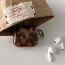 Niche Retro Amber Leopard Print Earphone Case Suitable For AirPods Pro 2/Pro 3, Apple 2nd/3rd Generation Wireless Bluetooth Protective Case, Unisex Personalized, Silicone High-End Feel, With Protective Film (Please Peel Off Before Use) - Light Brown - View 5