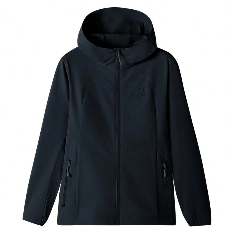CAMEL CROWN Veste à capuche coupe-vent pour femmes, convenant pour la course et la fitness au printemps/été, coupe ample, manches longues - Noir Fantôme - Voir 1