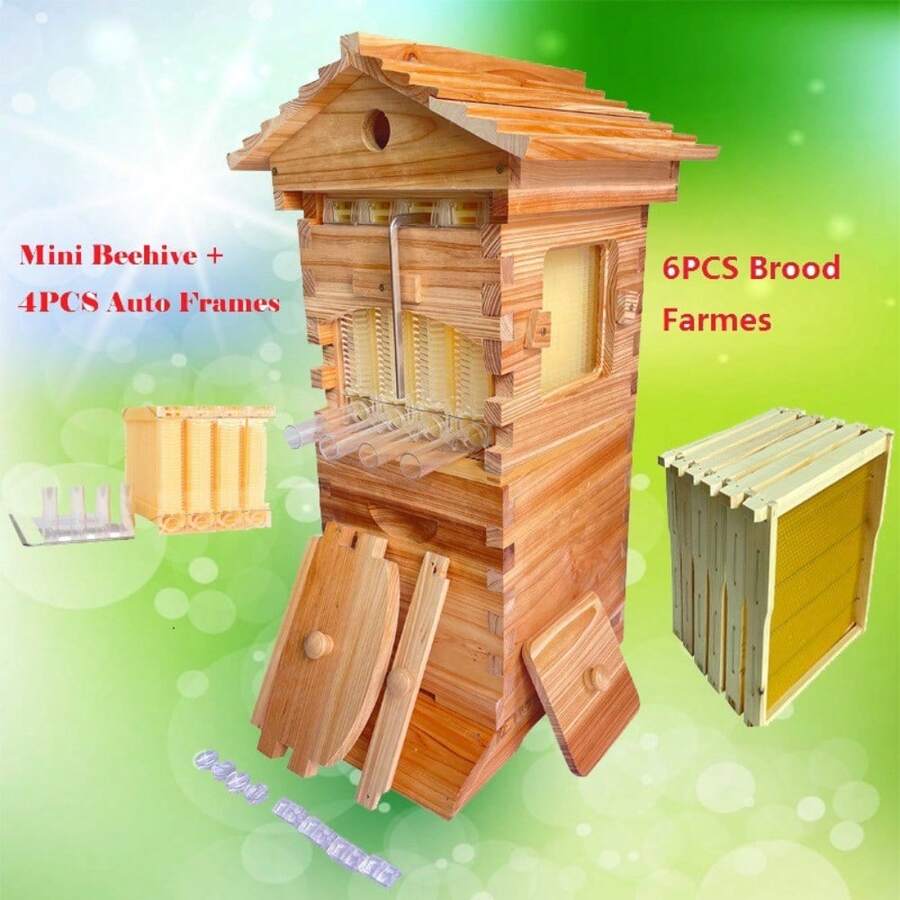 10X Auto Honey Hive Beehive Frames + Beekeeping Brood MINI 2 Layer Box House - mặc định - Xem 1
