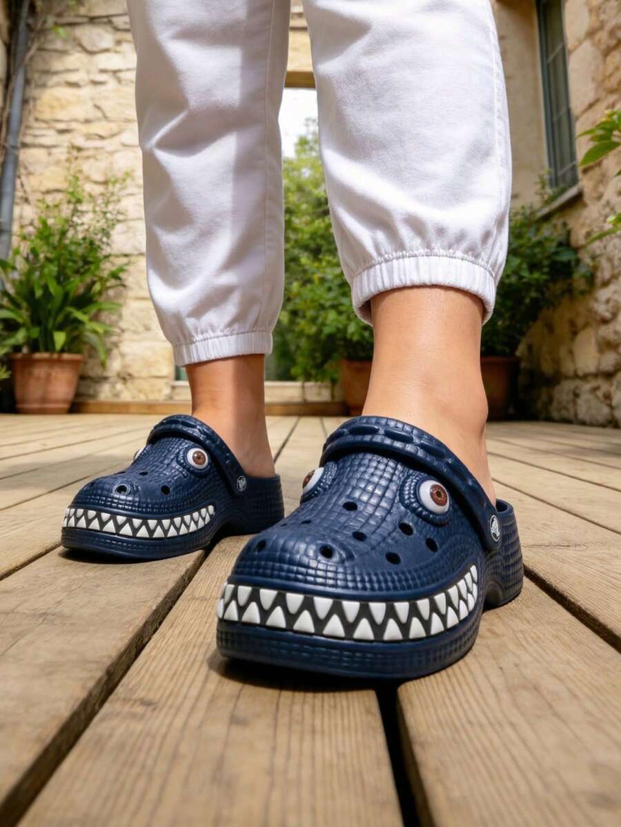 Pantuflas de cocodrilo de verano antideslizantes, suaves y cómodas para hombres, diseñador - Azul - Ver 1