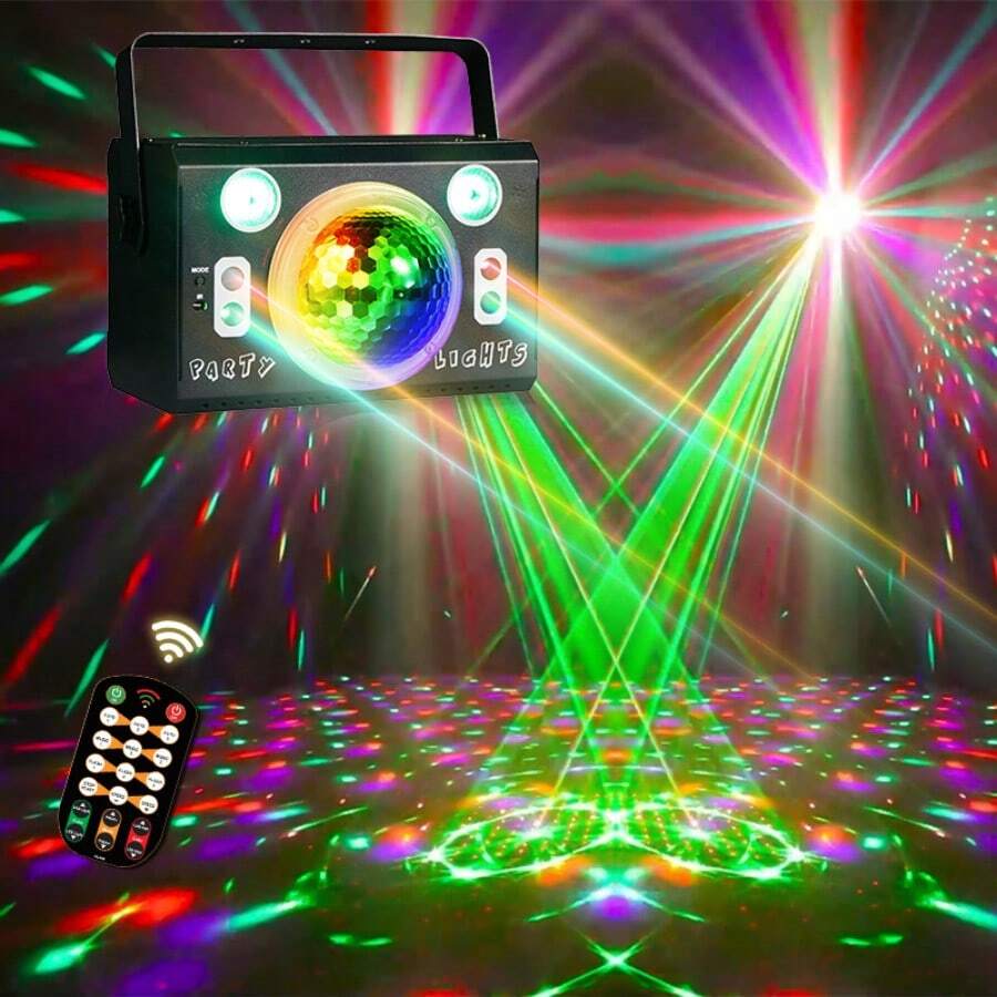 RGB 7透镜DJ舞台灯，声控7色旋转灯，适用于KTV、酒吧、派对、圣诞节、万圣节、生日、婚礼、娱乐氛围营造