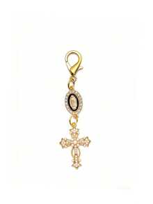 1pc Christian Cross Pearl Diamond Keychain | Romantic Zinc Alloy Bag Charm Wallet Backpack Pendant Accessory, Mother's Day & School Gift - Multicolor - View 10