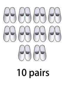 10 Pairs Casual Solid Color Foldable Slippers, Portable Travel Flats, Unisex White Slip-On House Shoes, Suitable For Weddings, Honeymoons, Fits US Size 8-10 - White 2 - View 9