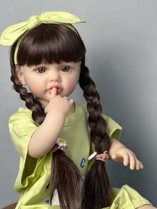 55cm/22in Soft Silicone Full Body Realistic Doll, Lifelike Newborn Princess Baby Doll Doll, Birthday Gift For Girls (Partially Random) - Green - View 5