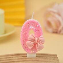 1pc Sparkling Bow Birthday Candle, Pink Digital Birthday Cake Decoration, Candle Cake Decoration, Suitable For Girls And Ladies' Anniversary Celebrations - Glittery Pink Bow - View 11