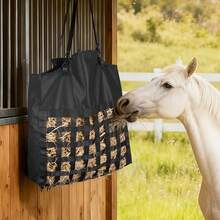 Hay Bag For Horses, 21.65 X 7.28 X 25.2 In, 1.81 X 1.81 In Holes, Premium Nylon Construction With PVC Waterproof Coating, Adjustable Hanging Straps And Metal Hooks, Slow Feed Hay Bag For Horses - Medium Mesh, Woven Tape, 21*7*25 Inch - View 9