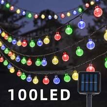 100 LED Solar Crystal Ball String Lights, 8 Lighting Modes, Warm Yellow Glow, Suitable For Halloween, Christmas, Garden, Yard And Party Decor. IP44 Waterproof, Solar Powered Outdoor Decorative Lights, Available In 20 Or 50 LED Options, Smart Lighting Strip, Great For Bar Tents, Camping, Garden Decoration - Bubble Balls - View 9
