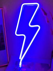 1件閃電造型霓虹燈，USB或電池供電LED閃電燈牌，牆面裝飾，適用於臥室、客廳、遊戲室、酒吧、婚禮裝飾、生日派對用品，送給朋友的聖誕禮物，聖誕裝飾燈 - 白色外殼 - 查看 9