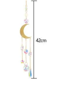 1pc Celestial Crystal Wind Chime Star Moon Gold Pendants With Rainbow Crystals Hanging Home Decor Mystical Sun And Moon Design Boho Chic Pendant Spiritual Energy Healing Crystal For Living Room Bedroom Yoga Space Meditation Spiritual Altar Decor Mystical Dreamcatcher Style Home Accent Energy Pendant For Positive Vibes And Spiritual Growth Bohemian Wall Decor With Sun Star Design Boho Room Hanging Ornament For Home Styling - Style H - View 13