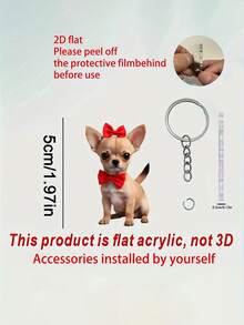 2D Cartoon Red Bow Chihuahua Dog Keychain, Anti-Lost, Double-Sided Clear Printing, Suitable For Various Bag Types Like Square Bag, Shoulder Bag, Shopping Bag, Armpit Bag Etc., Applicable For Commuting, Travel, Vacation, Beach, Study, Dating, Camping, Picnic And Other Scenarios, Perfect Gift For Animal Lovers And Mother's Day - Multicolor - View 9