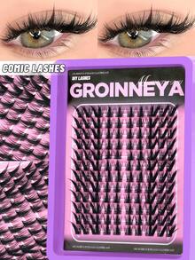 GROINNEYA 72/120片 C捲 9-13mm 長度自然感柔軟蓬鬆假睫毛簇，適合日常妝容、初學者、居家或戶外使用，適用於日常生活、派對、音樂節、萬聖節 - C - 查看 11