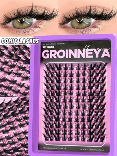 GROINNEYA Bộ 72/120 sợi mi giả hình chữ C, dài 9-13mm, trông tự nhiên, mềm mại và bông xốp, phù hợp cho trang điểm hàng ngày, người mới bắt đầu, sử dụng tại nhà hoặc ngoài trời, thích hợp cho cuộc sống thường nhật, các bữa tiệc, lễ hội âm nhạc.