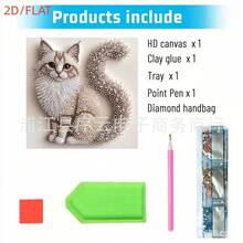 5D Diamond Painting Kit | Fluffy Kitten Theme, Handmade, 2D Flat Printing, Asymmetrical Diamonds, Canvas Material, Acrylic Paint, Suitable For Living Room, Bedroom, Study Decor - 30cm X 30cm - No Frame - View 7