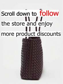 Túi tote dệt, tối giản, cao cấp, thời trang, đa năng, màu trơn, túi xách nữ, túi công sở, túi đeo vai đi mua sắm. - Cà phê - Xem 2