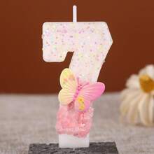 1pc Shiny Pink Butterfly Number Birthday Candle, Suitable For Anniversary, Graduation, Birthday Party, DIY Crafts, Back To School, Valentine's Day And Other Occasions - Birthday Candle Number - View 16