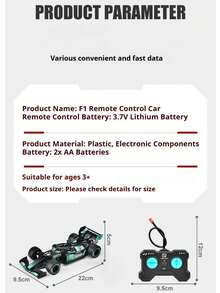 1 pieza Coche de control remoto F1 con función de rociado, coche de carreras de drift de alta velocidad, regalo (baterías no incluidas) - Negro - Ver 12