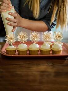 10/20 buc folie artificii Cupcake Toppers, sârmă metalică strălucitoare cocktail fructe agățători pentru ziua de naștere, nuntă, decorațiuni petrecere de absolvire - Multicolor - Vizualizare 6