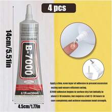 4件/3件/2件/1件 B7000 珠寶黏著膠 - 防水金屬黏合管，附細針頭 - DIY 手工珍珠寶石鑲嵌 - 耐用、柔軟的液體白膠，適用於手工藝和珠寶 - B-7000 - 查看 13