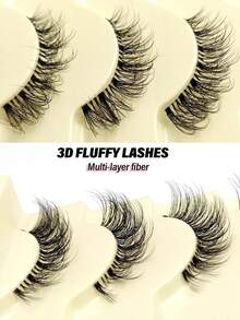 5 Pairs Manga Lashes False Eyelashes Faux Mink Lashes, Natural Look Soft Fluffy Lash Extension, Comic Eye Clear Band Natural Invisibility Comfortable Reusable Natural Lashes, Simple Easy To Operate Anime Lashes - Black - View 2