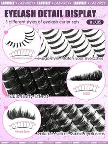 LASVIREY 10 Hàng Mi Giả Cụm Nhiều Độ Dài, Mi Giả Dày, Mi Giả Nhọn, 3 Kiểu Tự Làm Mi Cụm, Mi Giả Mềm Mịn, Mi Giả Cụm Cong D, Mi Giả Cụm Có Dải Mỏng, Mi Giả Cao Cấp, Mi Giả Nhẹ Mịn, Phù Hợp Cho Mọi Dịp, Mi Giả Đuôi Dài, Dụng Cụ Trang Điểm - D - Xem 5