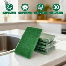 Heavy Duty Scouring Pads 30 Pcs Individually Wrapped Dish Scrubber Pads For Household Kitchen Pots Pans Metal Grill 4.3 X 2.7 X 0.3 In - Green - 查看 5