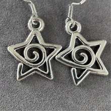 Unique Cute Gothic Handmade Silver Swirl Star Pendant Earrings, Suitable For Women And Girls, A Gift For Them. - Silver - View 2