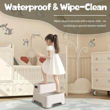 3-Pack Toddler Step Stool For Bathroom Sink, Plastic Lightweight Non-Slip Two Step Stool For Kids, Child & Baby Potty Training Toilet Stepping Stool For Kitchen (Off-White/Gray) - Gray - View 7