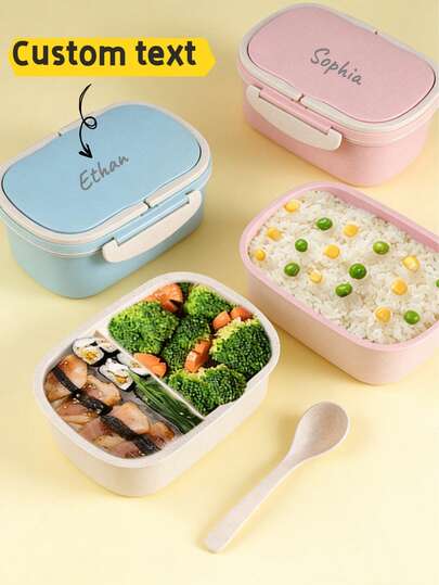 [Custom] Square Airtight, Dustproof Container With Flip Cover, Leak-Proof Double-Layer Bento Box, Large Capacity, Portable Meal Box For Work Or School, Nutritious Meal Prep, Say Goodbye To Fast Food