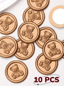10/30/50/100 pièces Autocollants de cachet de cire d'ours mignons, autocollants de cachet de cire adhésifs, autocollants de cachet d'enveloppe, sceaux d'enveloppe autocollants dorés pour cadeaux, cartes d'action de grâce, emballage cadeau, invitations de mariage et de fiançailles, fête d'anniversaire, Noël - Ours mignon - Voir 7