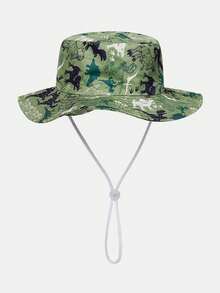 1顶幼儿/儿童恐龙印花防晒渔夫帽，可调节防风带，轻便夏季沙滩户外帽 - 1PC - 查看 11