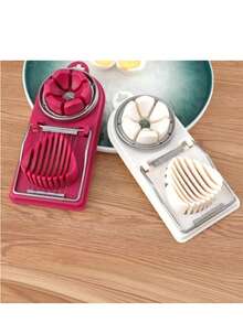 1pc Multi-Function Egg Cutter, Suitable For Hard Boiled Eggs, 2-In-1 Egg Slicer/Divider/Dicer/Cutter, Kitchen Tool - Multicolor - View 4