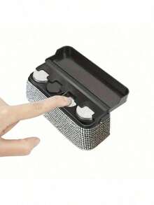 Soporte para monedas de coche con incrustaciones de diamantes, se ajusta a la mayoría de coches y camiones, organizador de accesorios para el coche - Caja para monedas con incrustaciones de diamantes - Ver 6