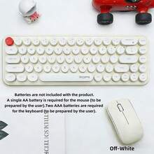 MOFII I Bean 2.4G Wireless Silent Keyboard And Mouse Set, Macaron Retro Round Keycaps, Feminine Style, Office Keyboard Compatible With PC Laptop, Battery Not Included - View 12